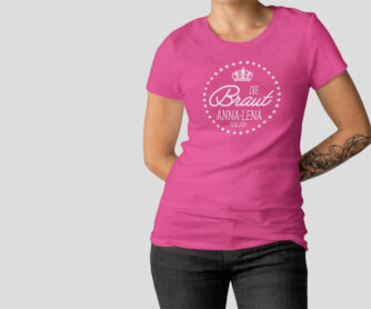 Hennight Tshirt Braut fuchsia / pink