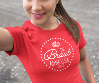 JGA-T-Shirt Braut Krone für Damen personalisiert
