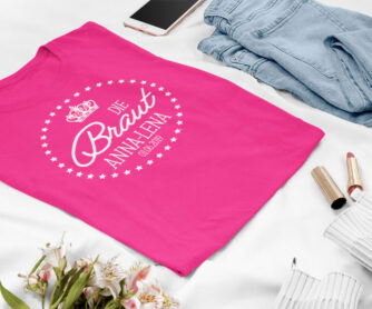 Junggesellinnenabschied T-Shirt Braut mit Krone fuchsia
