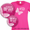 Junggesellinnenabschied-Set: Buttons und Shirt für die Braut Modell 8 personalisiert