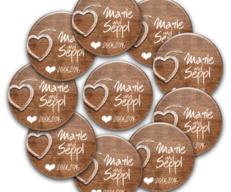 Hochzeitsbuttons Set Anstecker mit Namen als Namensschild