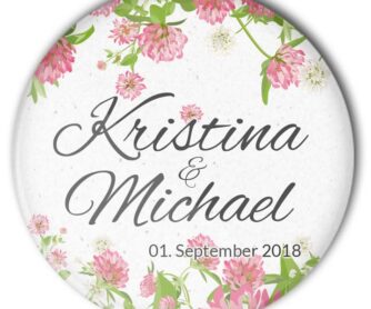 Hochzeit Button "Sommerklee": frisches, sommerliches Motiv mit Personalisierung