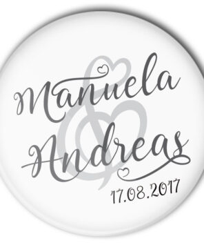 Hochzeit Anstecker Lovely Wedding mit Name und Datum personalisiert