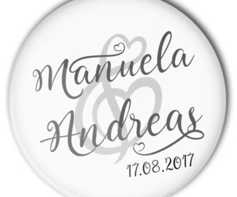 Hochzeit Anstecker Lovely Wedding mit Name und Datum personalisiert