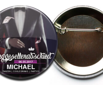 Modell 23 Junggesellenabschied Button Herren mit Nadelverschluss