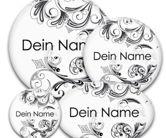 Namens-Button black-and-white in diversen Größen und Formen bedruckt bestellen