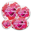 Namensbuttons in rot mit Herz für Flirtparty, Speed-Dating oder Valentinstag