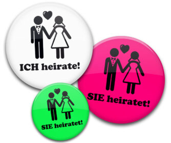 JGA Buttons Motiv Ich heirate 1 und Sie heiratet 1