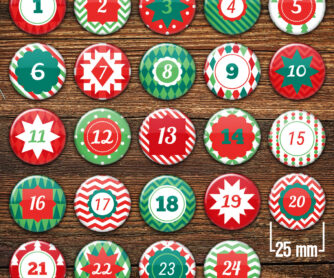 XMAS 2 Adventskalender Zahlenbuttons 24 Stück