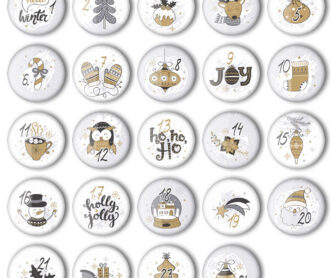 Kalender Zahlen Buttons XMAS-4 zum basteln