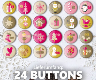 24 Adventskalender Zahlenbuttons XMAS 3 – Bild 3