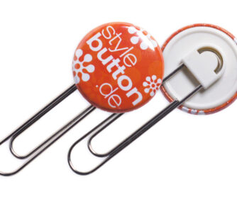 Button 25 mm mit Clip / Spangenclip / Büroklammer