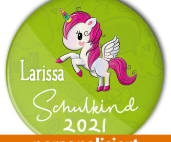 Schulkind Einhorn Button 2021