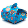 Faltschachtel Valentin 3 blauer Hintergrund, bunte Herzchen