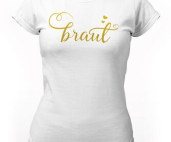Frauen T-Shirt JGA Braut weiß gold T27