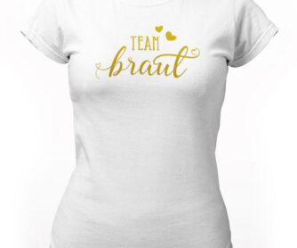 Damen T-Shirt JGA Team Braut weiß gold T27