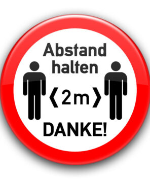 Abstand halten! Button 1 SARS COV 2