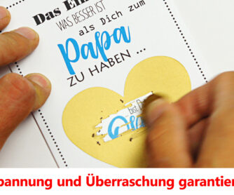 Schnell freigerubbelt: die Rubbelkarte für den zukünftigen Opa.