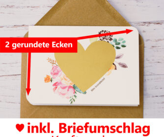Die Rubbelkarte TZ05 mit Rubbelherz wird mit einem Kraftpapierumschlag geliefert.