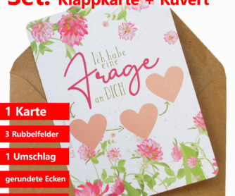 Ein komplettes Set: exklusive Rubbelkarte inklusive Briefumschlag