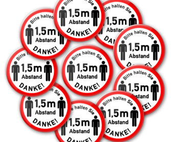 Bitte halten Sie 1,5 m Abstand-Buttons als 10er-Set