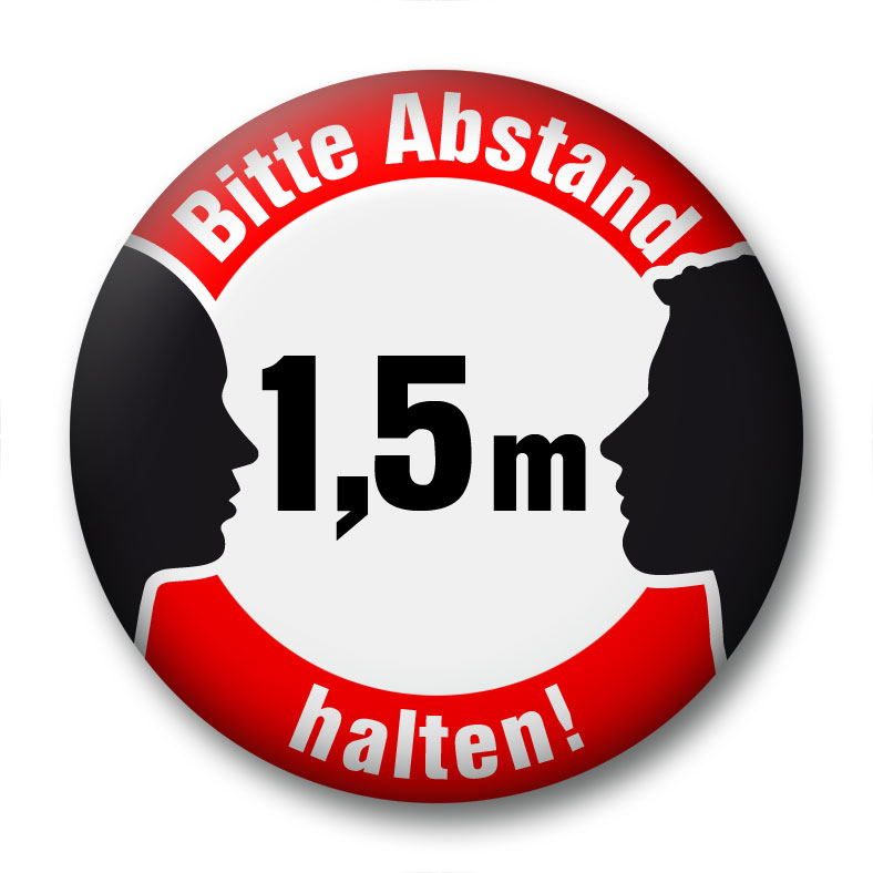 NEU! Bitte 1,5 m Abstand halten!-Button