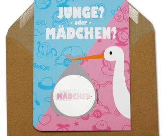 Scratchcard Storch Baby im Schnabel für Mädchen