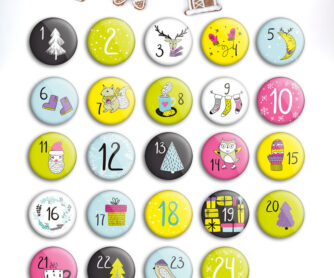 Zahlen Buttons für DIY Adventskalender zum Basteln