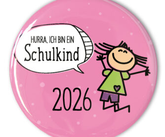 rosa Anstecker "Schulkind 2026" für Mädchen