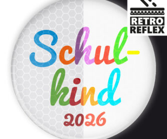 Schulkind 2026 reflektierender Button für den Schulanfang und Zuckertütenfest