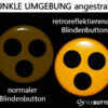 Vergleich reflektierende Blindenabzeichen im Dunkeln