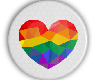 LGBT Reflektor Rainbow Herz Button