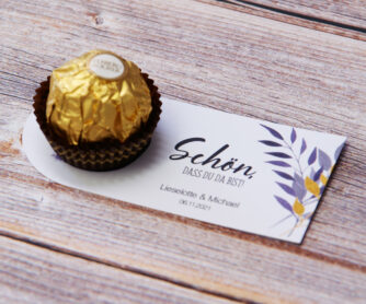 Pralinenkarte Rocher Violet Dream personalisiert