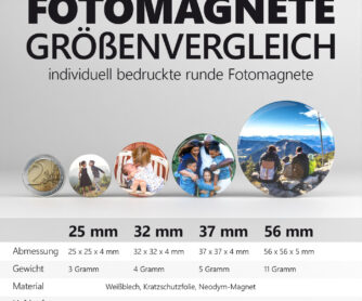 Fotomagnete Vergleich der Größen: von klein bis groß