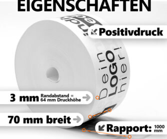 Nassklebeband, 70 mm, weiß, unverstärkt – Bild 3