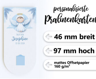 Details Taufkarte mit Praline