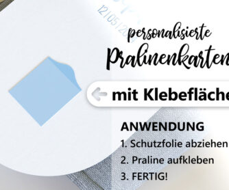 Details Taufkarte mit Praline