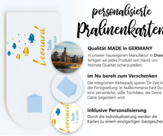 Pralinenaufleger Taufe 4 blau gold – Bild 3