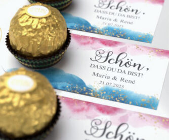 Pralinen schick verpackt: Pralinenkarten als individuelles Gastgeschenk