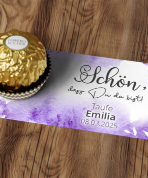 Pralinen-Karte Gentle Purple mit Personalisierung