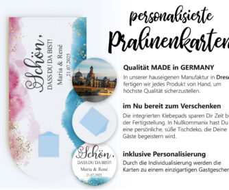 Ganz individuell: die Pralinenkarte Blue-Pink wird personalisiert