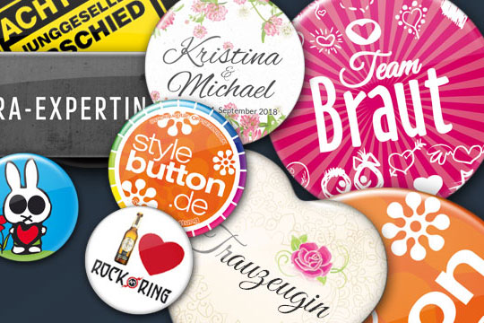 Individuell gestaltete Buttons in verschiedenen Größen