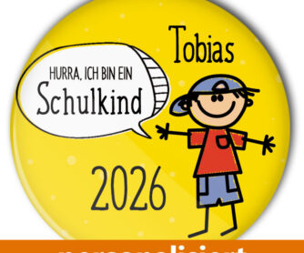 personalisierter Button zum Schulanfang Mod. #11 Junge gelb