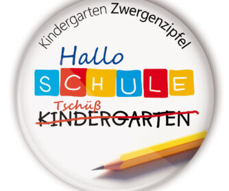 Schulkindbutton #16 Tschüß Kindergarten mit Personalisierung (Name Kindergarten)